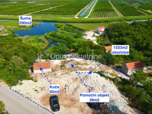Hrvatska-PIŽINOVAC- Slivno, 2 kamene kuće + zemljište