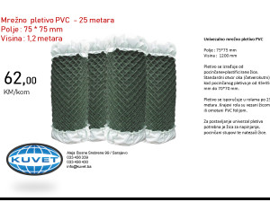 Ograda PVC 75*75/1200 mm, mrežno pletivo
