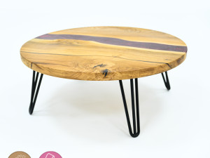 Okrugli stol puno drvo HRAST epoxy smola