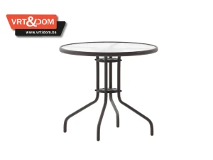 Vrtni / Baštenski sto OKRUGLI fi 80 cm - METAL - PROVIDNO STAKLO