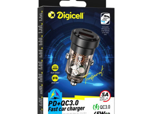 Digicell Metal Transparent Car Charger DI19 45W A+C