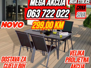VRTNI SET CRNI, STO 125x70x75 cm+4 STOLICE,063-722-022 STOLICA