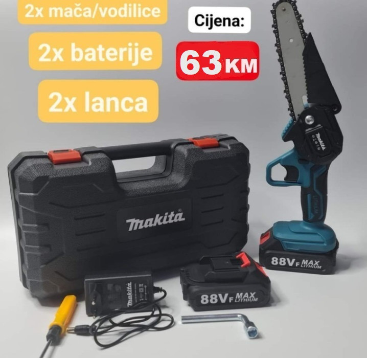 Aku motorna pila MAKITA - 2 Lanca, 2 Mača, 2 Baterije 98v