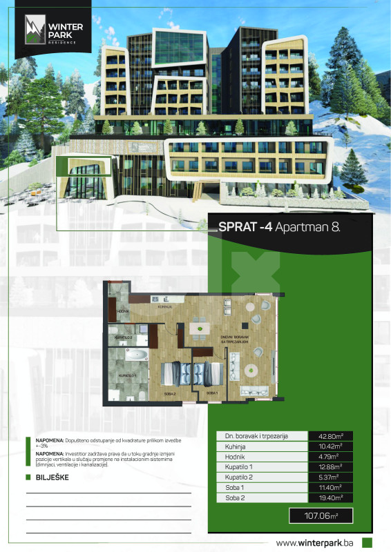 Winter Park Residence, Apartman (107m2), Bjelašnica 18