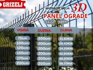 PANELNE OGRADE PANELI PANEL OGRADA I STUBOVI 3D 2D