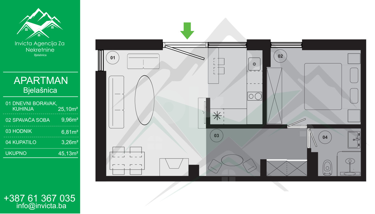 AKCIJA - Namješten dvosoban apartman 45 m2, Bjelašnica 2