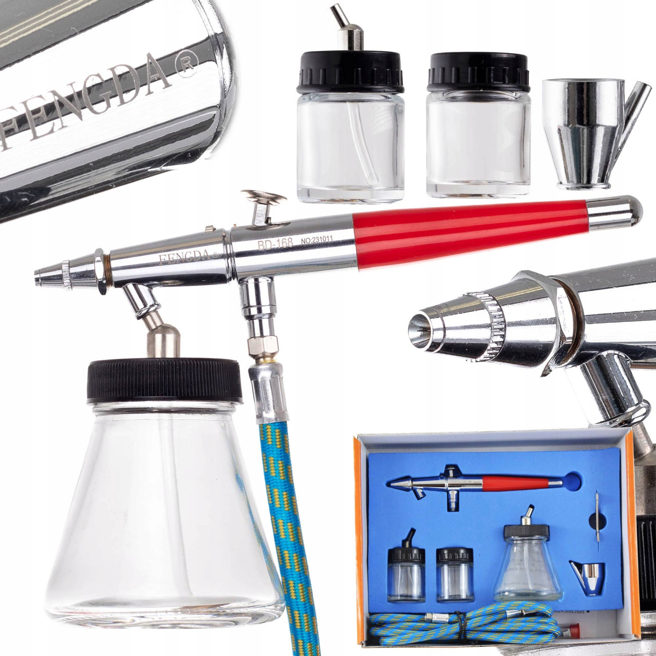 Airbrush Set 3 Dizne 0,5mm 0,8mm 1,0mm BD-168 Fengda