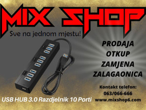 USB HUB 3.0 RAZDJELNIK 10 Portni Punjač Porta Port produžni lopov