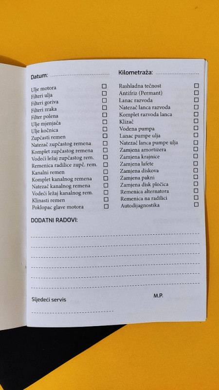 SERVISNA KNJIGA - SERVISNA KNJIŽICA