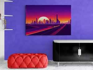 Canvas slika - Ljubičasti grad, Retro stil, Ilustracija