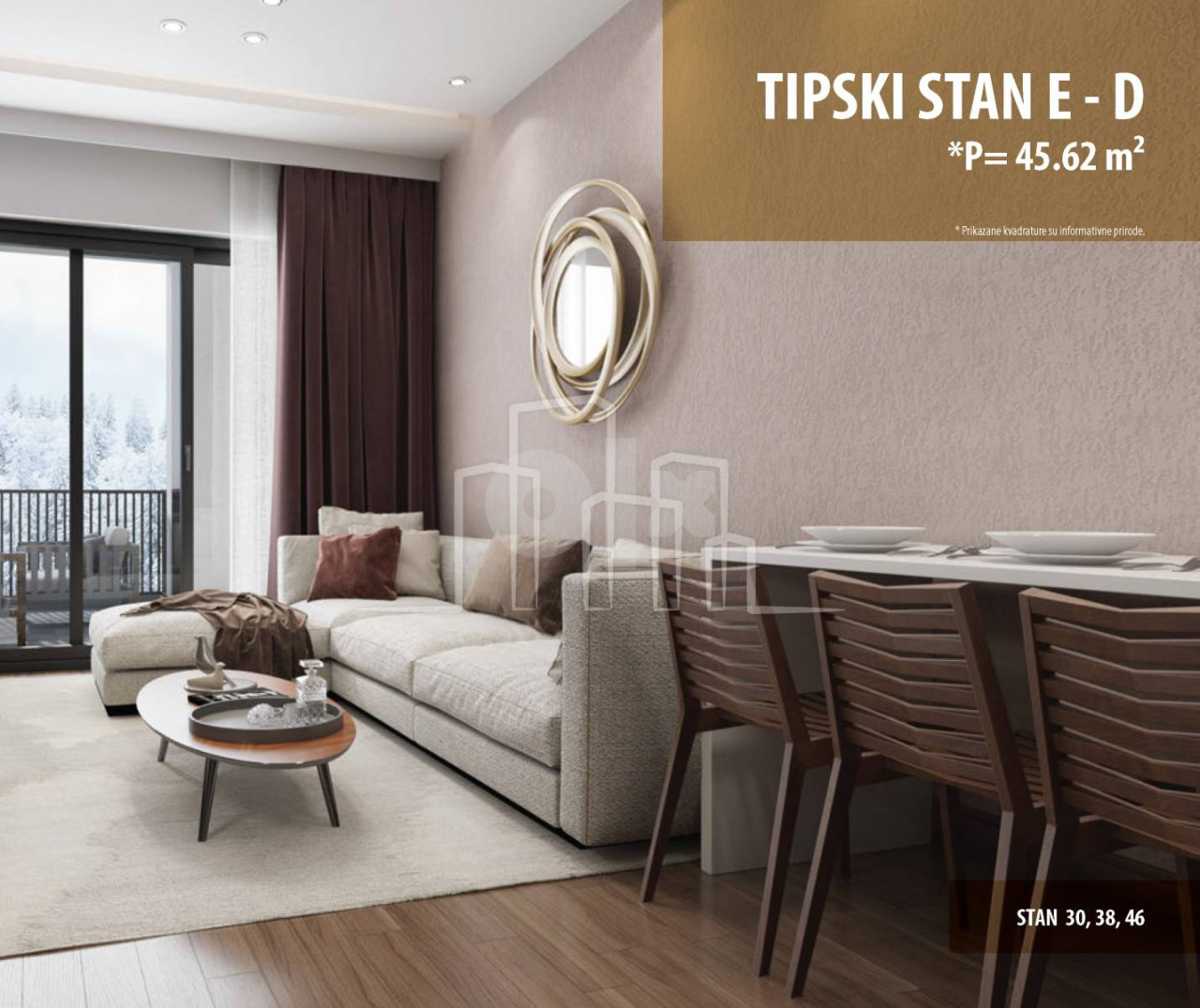 Apartman dvosoban 45.62 Snježna dolina Faza 2 Jahorina