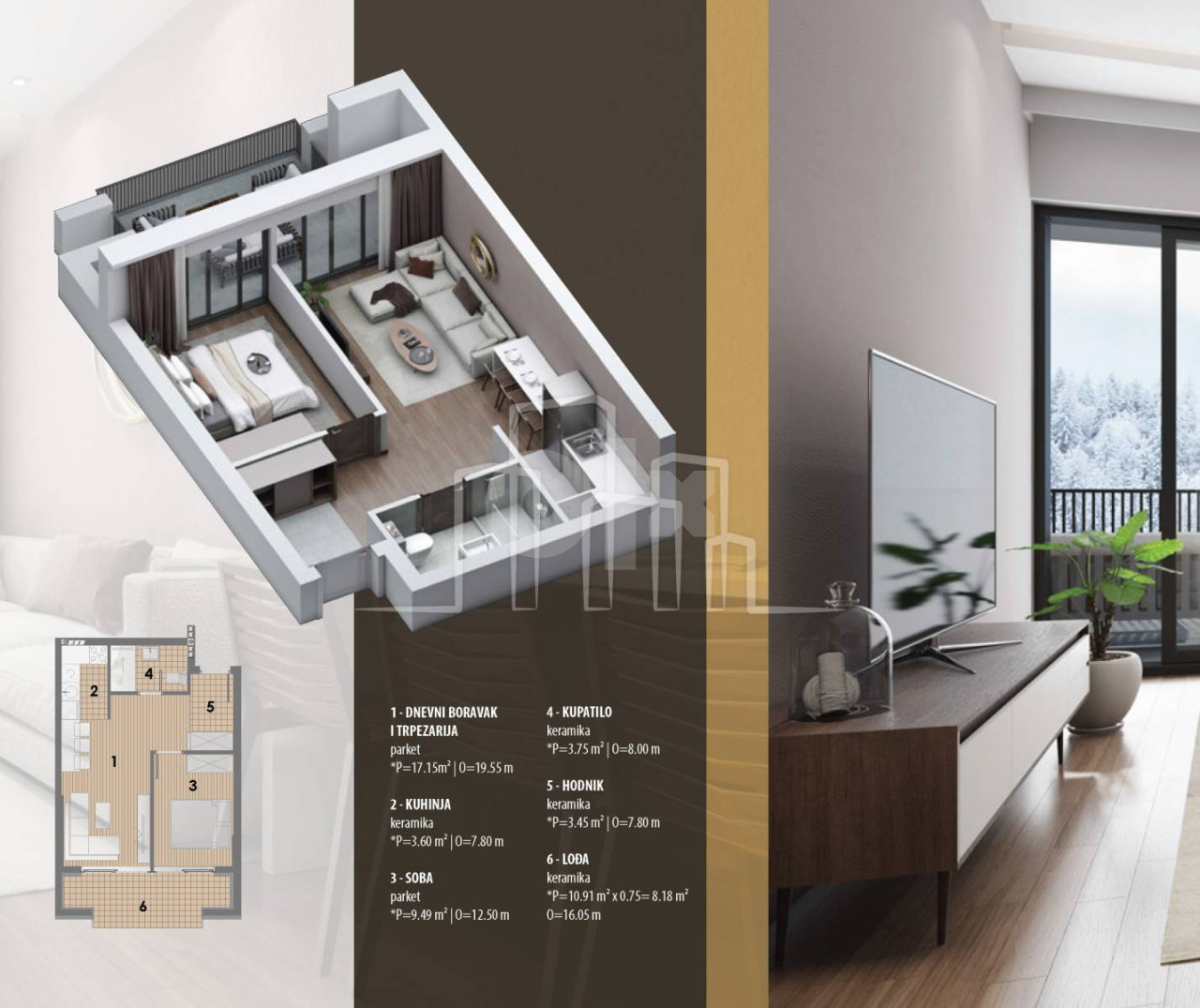 Apartman dvosoban 45.62 Snježna dolina Faza 2 Jahorina 2