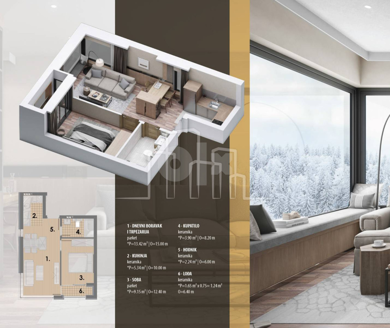 Apartman dvosoban 35,29 Snježna dolina Faza 2 Jahorina 8
