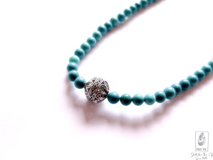 Zenska ogrlica srebro 925 srebrena tirkizna tirkiz