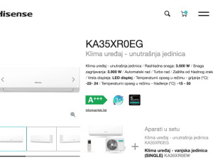 Hisense 12k WiFi A+++ INVERTER -22 KA35 Energy SE 12ka 2 grijača