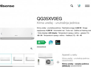 Hisense 12k WiFi A+++ INVERTER -22 QG35 Energy PRO 12ka 2 grijača