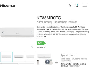 Hisense 12k WiFi A++ INVERTER -20 KE35 Hi-Comfort 12ka 2 grijača