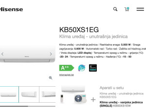 Hisense 18k WiFi A++ INVERTER -20 KB50 Wings PRO 18ka 2 grijača