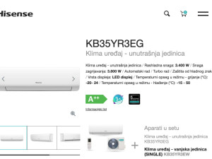 Hisense 12k WiFi A++ INVERTER -20 KB35 Wings PRO 12ka 2 grijača