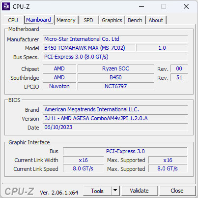 Ryzen 5: 2600, B450 Tomahawk Max, 16GB DDR4, 512GBnvme