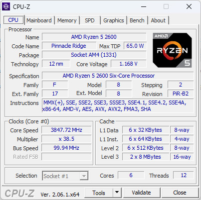 Ryzen 5: 2600, B450 Tomahawk Max, 16GB DDR4, 512GBnvme