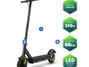 Električni skuter Acer 5, crni 25km/h 60km domet 120kg