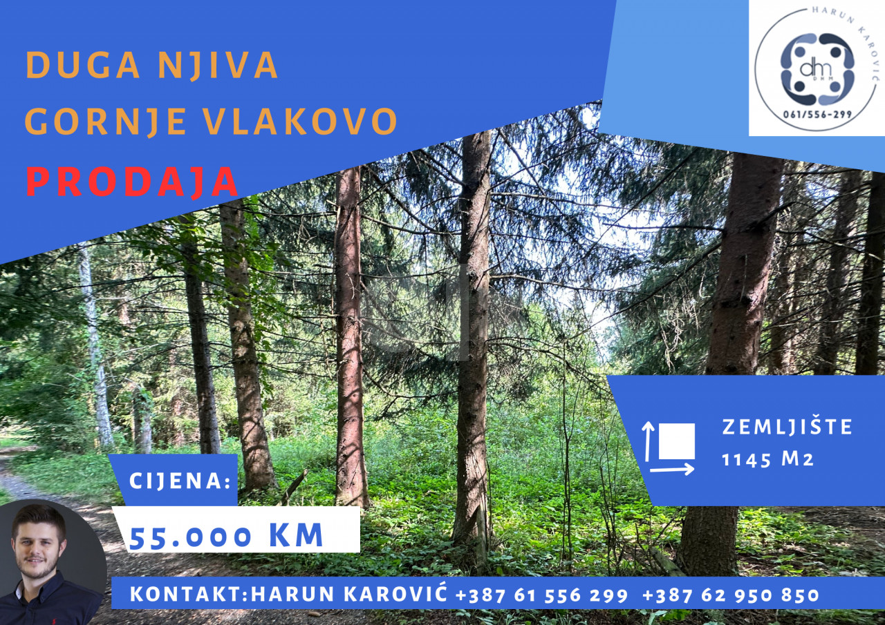 DHM prodaje: zemljište Gornje Vlakovo 1145m2