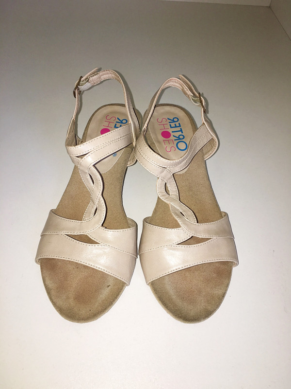 Retro Shoes ženske bež sandale puna peta