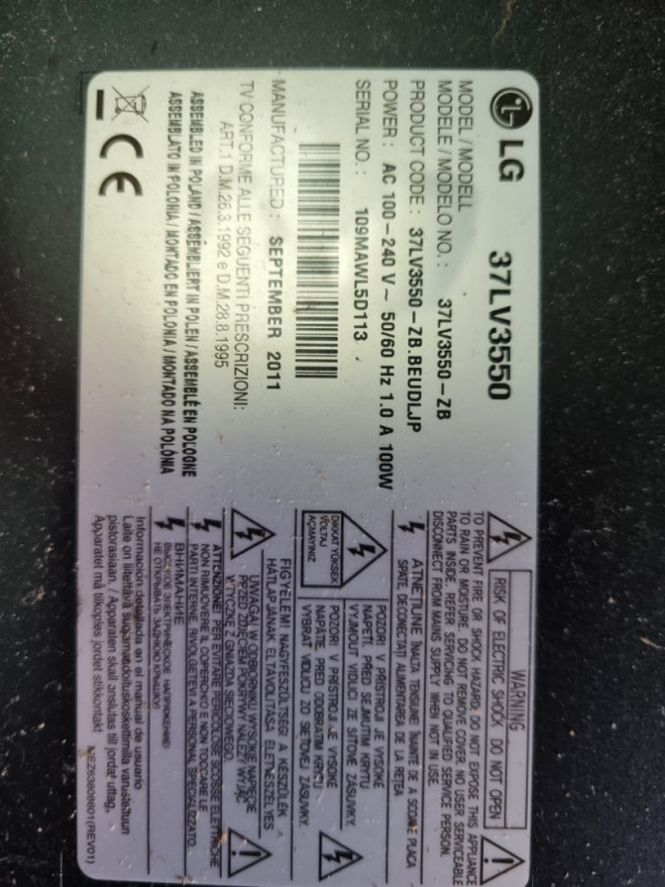 Lg led tv 37LV3550
