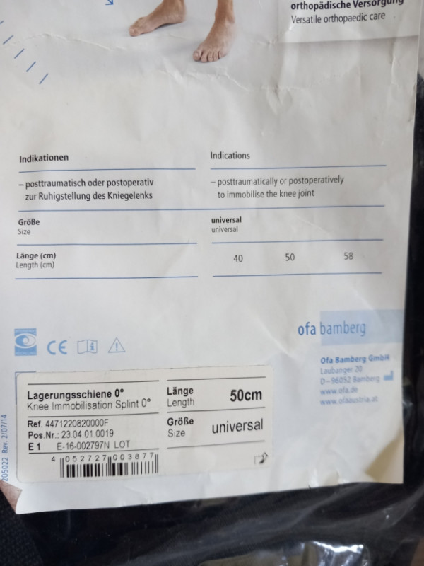 Extra ortoza za koljeno DINAMICS,L 50 cm,imobilizator