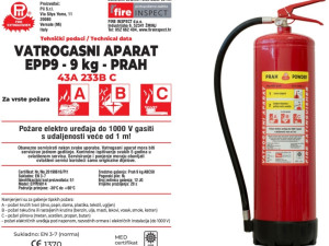 VATROGASNI PROTIVPOZARNI APARAT 9 KG ZA GAŠENJE POŽARA