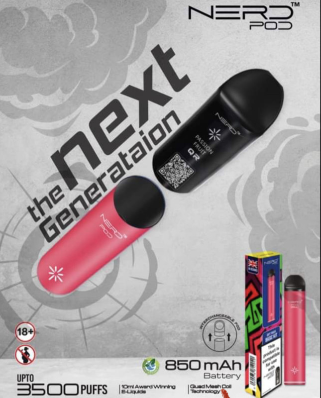 3500puffs Nerd Pod jednokratna cigareta okus + baza