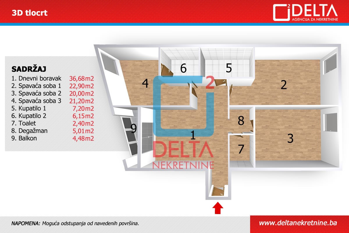 Četverosoban stan / 2.sprat / 125m2/ Lužani / Ilidža SKY 23