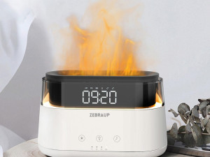 Difuzer ovlaživač zraka plamen sa satom i alarmom