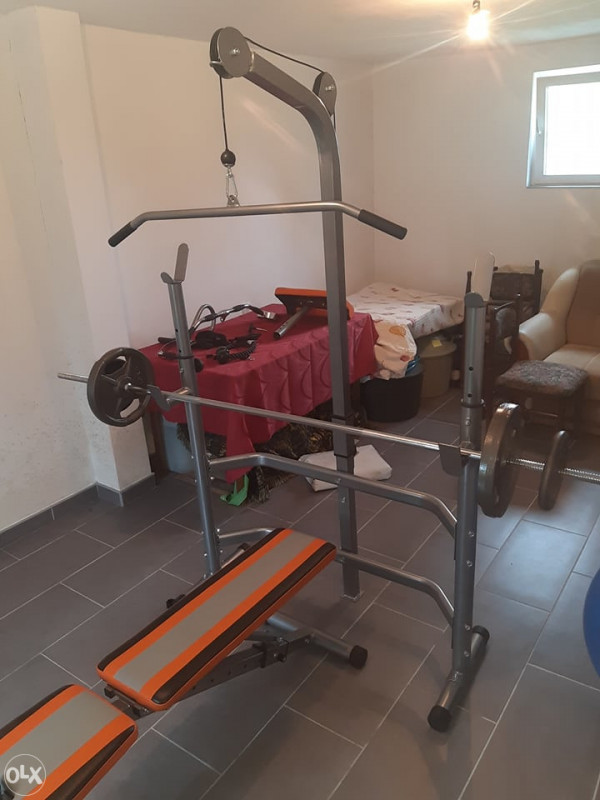 Bench klupa sa lat nastavkom i dodacima za noge - 50kg NOVO
