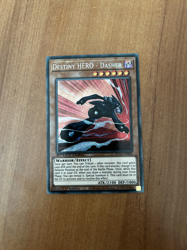 Yu-Gi-Oh! Carta Destiny Hero - Dasher - SGX1-ENB05 - Segreto Raro - 1a Edizione, Da Speed Duel GX