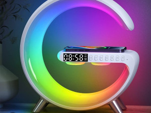 RGB lampa bežično punjenje sat alarm 3u1