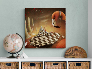 Canvas slika - Alisa u Zemlji čuda, Flamingo i šah