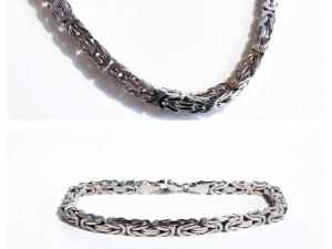 Kraljevski vez kajla lanac lancic narukvica srebro 925 srebreni