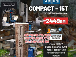 Scheppach vertikalni cjepac za drva COMPACT 15T +GRATIS
