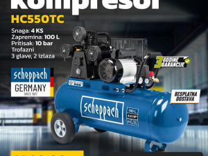 Scheppach trofazni kompresor za vazduh HC550TC 100L 400V