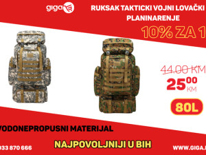 GIGA.BA RUKSAK TAKTICKI VOJNI LOV RIBOLOV PLANINARSKI AIRSOFT 80L