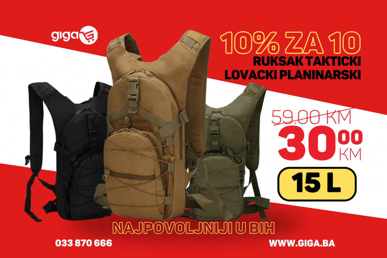 GIGA.BA RUKSAK LOVAČKI PLANINARSKI 15L VIŠE BOJA