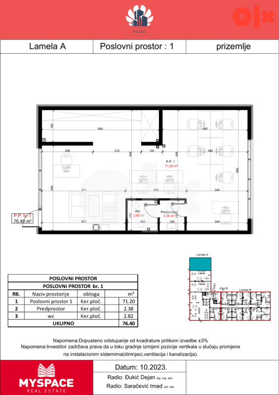 MY SPACE/ Poslovni prostor/ Sip/ NOVOGRADNJA PEARL/76m2 2