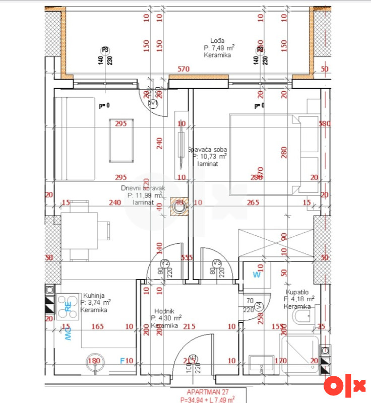APARTMANI TREBEVIĆ NOVOGRADNJA!!! NPL WOLVES!!! 40.56m2