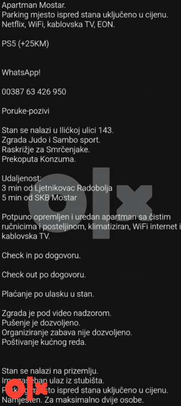 Apartman Mostar parking stan na dan Netflix 0038763426950 3