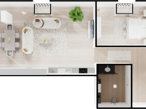 APARTMANI STAN TREBEVIĆ NOVOGRADNJA!!! NPL WOLVES!!! 49.66m2 photo 2