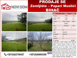 PRODAJE SE - Zemljište - Papari - Muslići - BIHAĆ