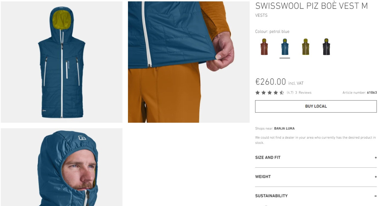 ORTOVOX SWISSWOOL PIZ BOE muški prsluk XL