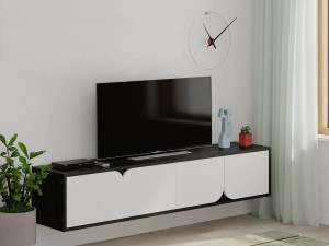 Komoda za TV Spark crni mermer-bijela